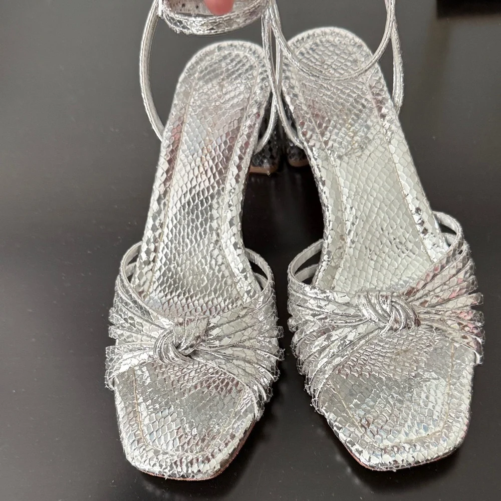 Loeffler Randall Olivia Silver Snake Pumps - Picture 2 of 9